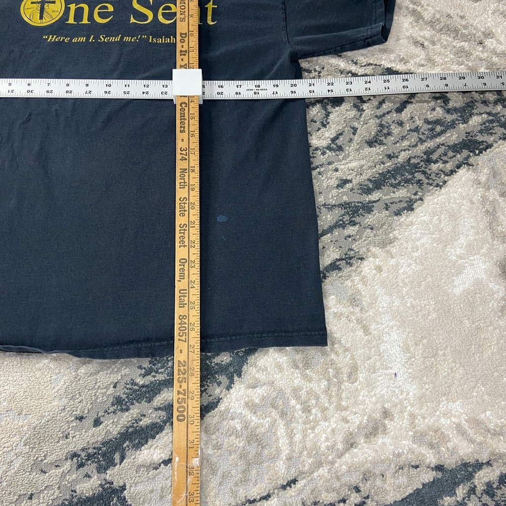 Vintage Y2K One Cent Biblical Jesus Tee T Shirt Sz L Black Spellout Short Sleeve - Picture 6 of 9